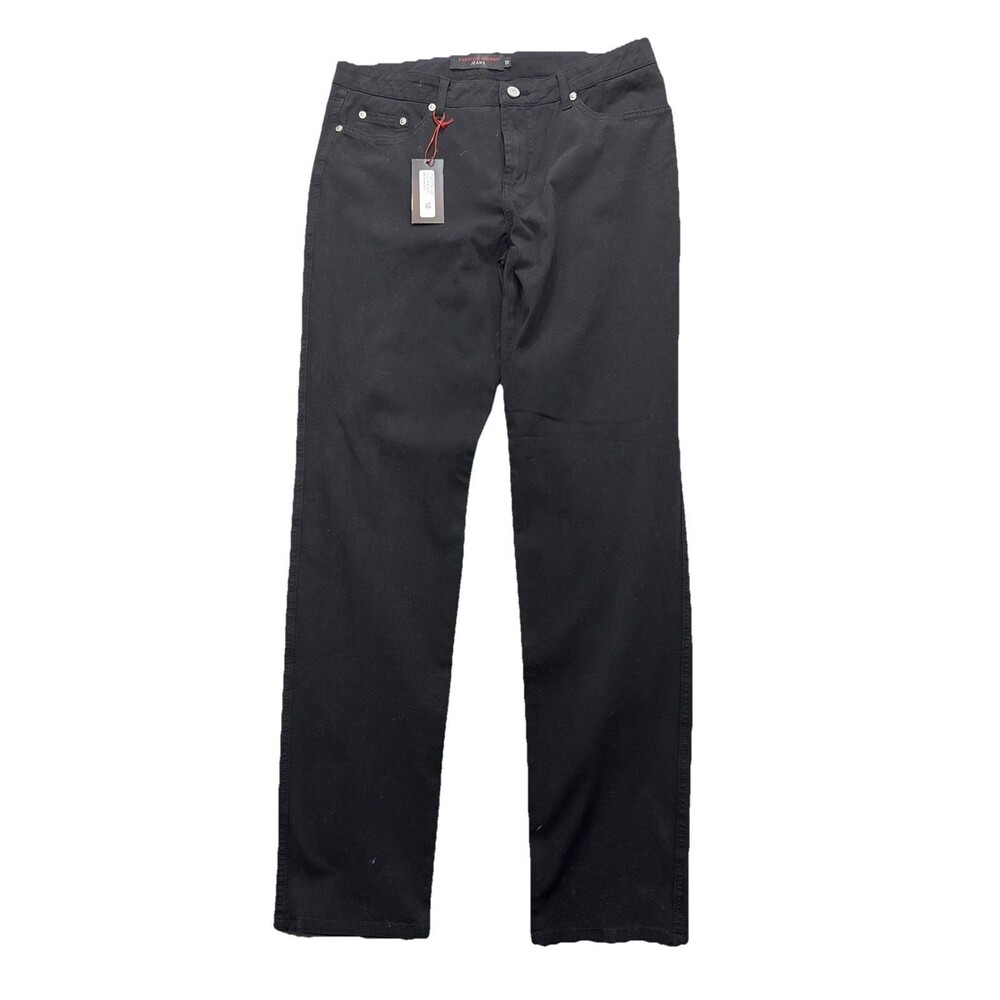 Fabrizio Gianni FJ129 Black Straight Soft Stretch Twill Jeans Women’s 12 NWT USA